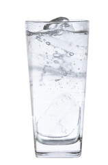 glass with ice and water isolated on white background clipping path