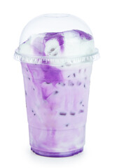 ice taro smoothie isolated on white background clipping path