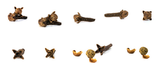 Dry cloves spice isolated on white background
