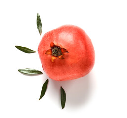 Tasty ripe pomegranate on white background