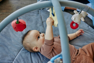 Baby playing with toys at home © bernardbodo