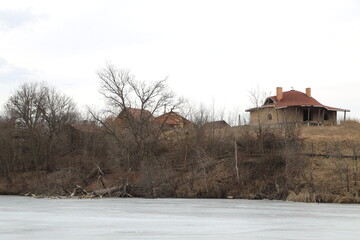 Vintage brick house on a hill