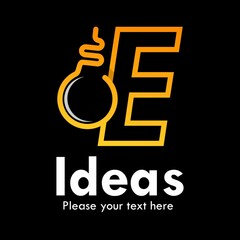 Letter e with bulb lamp logo template illustration. Suitable for idea or symbol or brand, your company.