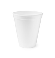 One clean styrofoam cup isolated on white