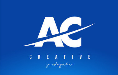 AC A C Letter Modern Logo Design White Yellow Background and Swoosh.