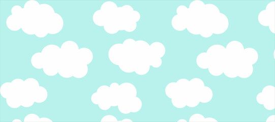 Seamless spatial pattern. Vector illustration of a celestial background. Template with cartoon clouds. illustration for textile, t-shirt prints and other uses.