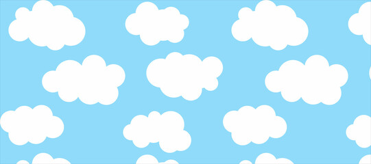 Seamless spatial pattern. Vector illustration of a celestial background. Template with cartoon clouds. illustration for textile, t-shirt prints and other uses.
