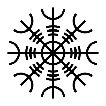 Helm of Awe, Aegishjalmur, is the name of an Icelandic occult symbol and magical stave, in Norse mythology. Used as a part of a Christian magic ritual, and worn as a sign, to overcome an enemy in war.