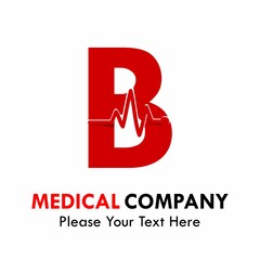 Letter b with cardiology symbol logo template illustration
