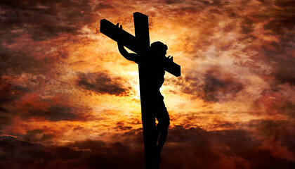 Jesus Christ crucified on the cross at Calvary hill