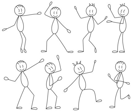 figure people dancing set, sketch ,contour, vector