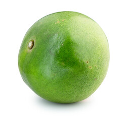 Green orange fruit isolated on white background