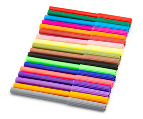 Fototapeta premium Set of pen Markers. Isolated on white background Office Supplies Colorful Highlighters.