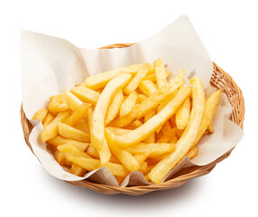 french fries on a white background