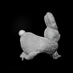 Rabbit on black background. 3D render illustration