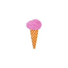 Watercolor illustration ice cream in waffle cone on isolated background. Can be used for stationery design, textile design (clothing print, etc.), smartphone case design, phone screen wallpaper, etc.