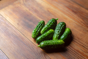 Ripe fresh healthy diet vegetarian food with vitamins. Green cucumbers