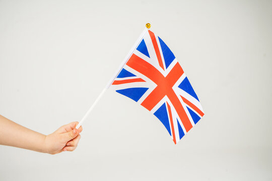British hand flag waving on white background