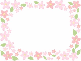 Fototapeta na wymiar 水彩風フレーム　桜の花びら　囲み