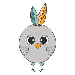 Cute cartoon bird. Woodland animals. Vector illustration.