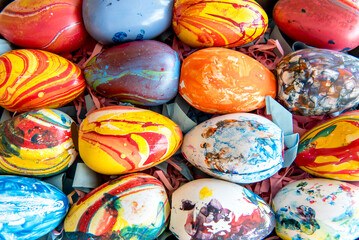 Fototapeta na wymiar Easter concept, colorful easter egg texture background.