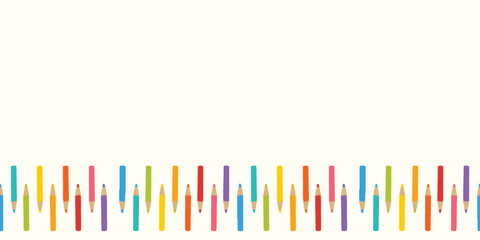 Vector seamless pattern with colorful and rainbow pencils.
For frame and border.