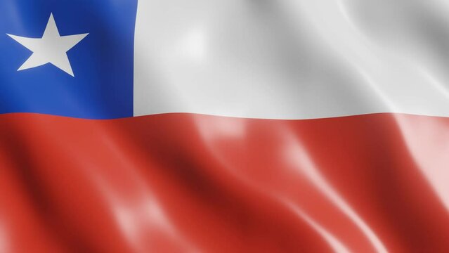 3d render waving flag of Chile american country. National flag in wind background. 4k realistic seamless loop animated video clip