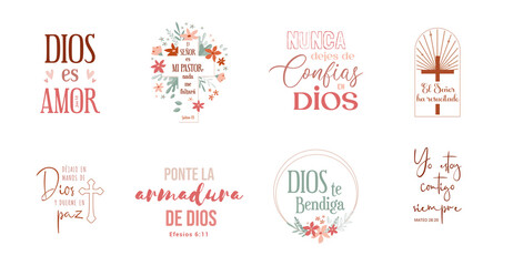 Fototapeta na wymiar Bible Verse, religion phrase in Spanish. Good for t shirt print, poster, card, and gift design. Christian Bible verse. Christian religious quote for Easter religious holiday.