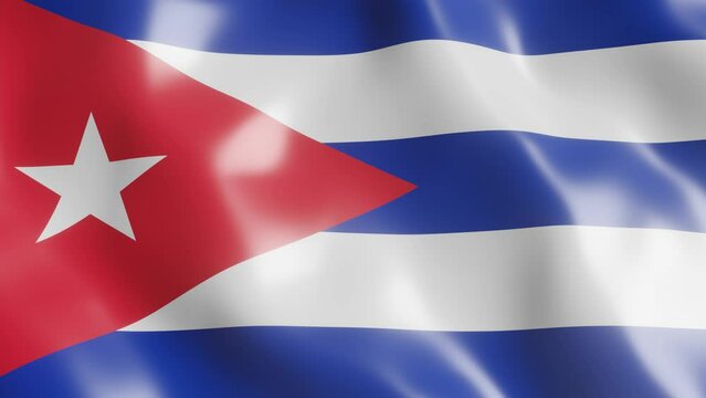 3d render waving flag of Cuba country. National flag in wind background. 4k realistic seamless loop animated video clip