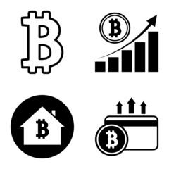 Bitcoins1-2 Flat Icon Set Isolated On White Background