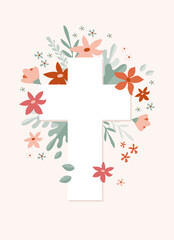 Flower Cross, Christian Wood Cross, Baptism, Floral Clipart, First Communion, Holy Spirit, Florals Arrangements, Easter cross