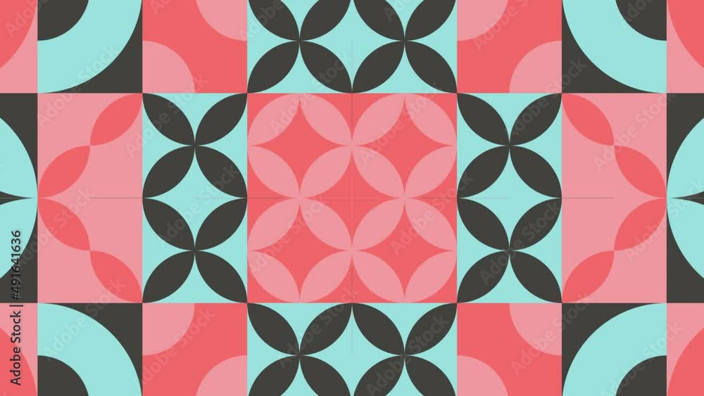 Aufkleber motion graphic background in a flat design. geometric mosaic with animated tiles. abstract multicolo