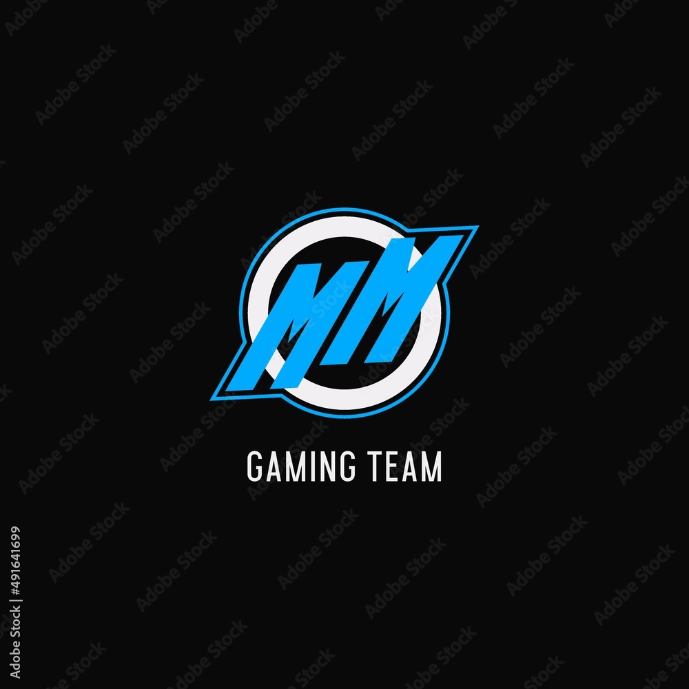 Sticker Initial MM logo circle line, creative esport team logo monogram style