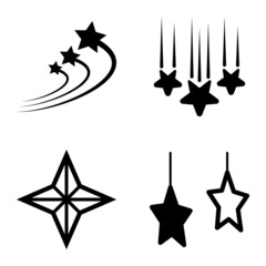 Stars1-2starfall Flat Icon Set Isolated On White Background