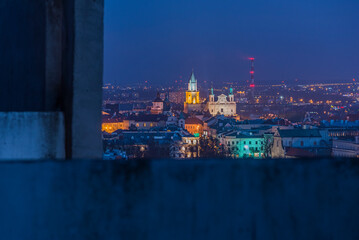 Widok z budynku na centrum Lublina /  Plac Litewski/ Wieża Trynitarska
