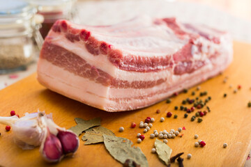 fresh piece of lard ready for salting