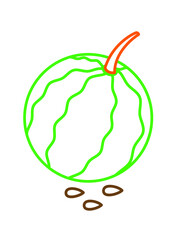 Coloring book of cute round watermelon on white background 