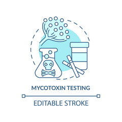 Mycotoxin testing turquoise concept icon. Nutritional testing abstract idea thin line illustration. Mold contamination. Isolated outline drawing. Editable stroke. Arial, Myriad Pro-Bold fonts used