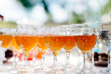 glasses of champagne on table