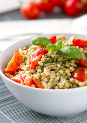 Barley Salad with Pesto Sauce and Tomatoes