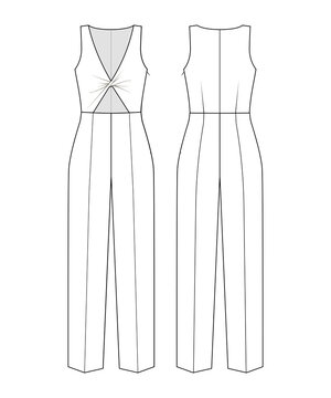 sleeveless jumpsuit front and back view clip art preview