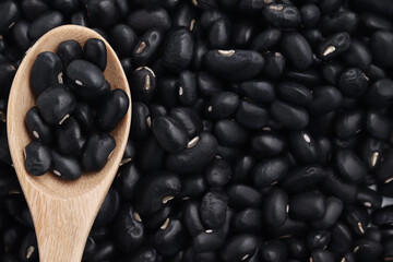 close-up black bean background, top view
