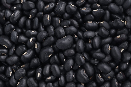 close-up black bean background, top view