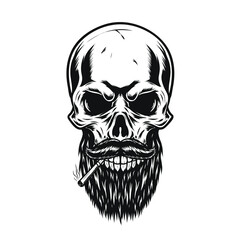 Men Skull With Her beard and cigarette