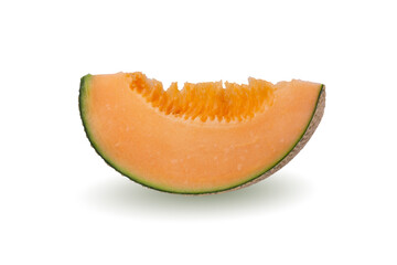 japanese melons or cantaloupe melon with seeds isolated on a white background