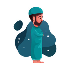 Shalat illustration. Character of muslim to pray