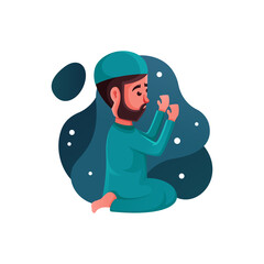 Shalat illustration. Character of muslim to pray