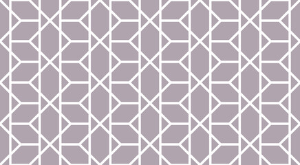 Tessellated 3d cube effect with crossing straight vertical lines repeating pattern of white outlines on a contemporary pale brown background, geometric vector illustration