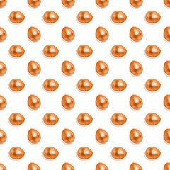 Easter golden eggs on white background seamless pattern.