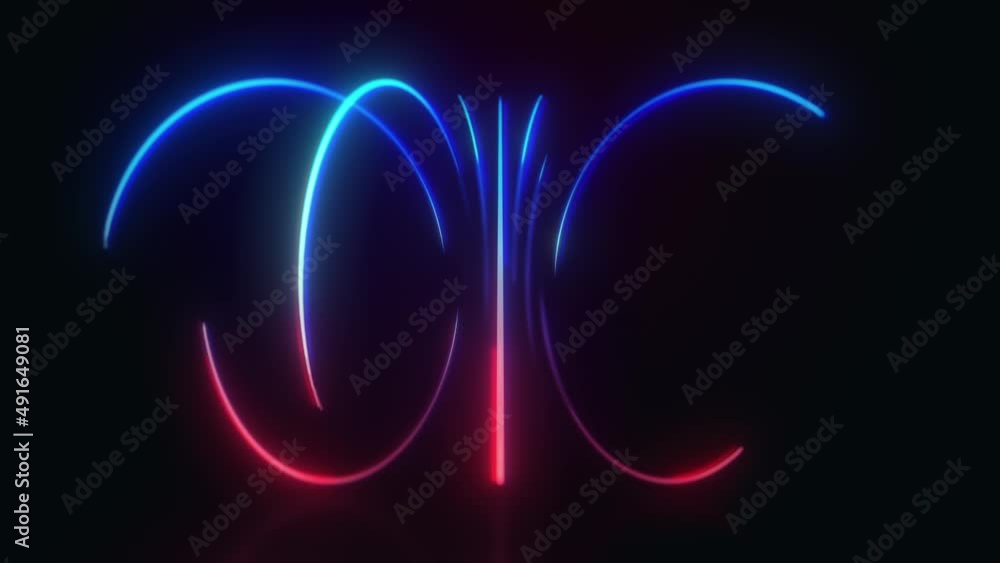Poster abstract neon light streaks animation loop/ 4k animation of an abstract background with shining neon